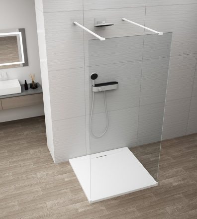 Polysan ESCA szabadon álló Walk-in zuhanyfal átlátszó üveggel 1000x2100 mm, matt fehér ES1010-07