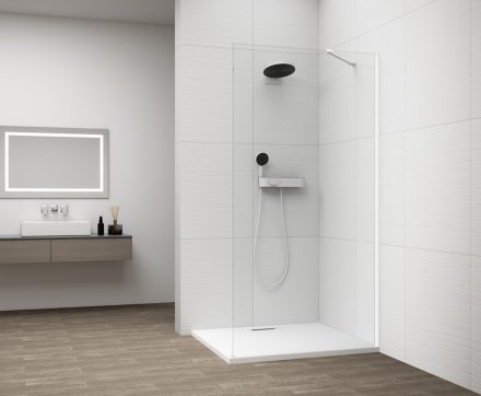 Polysan ESCA Walk-in zuhanyfal átlátszó üveggel 110x210 cm, matt fehér ES1011-03