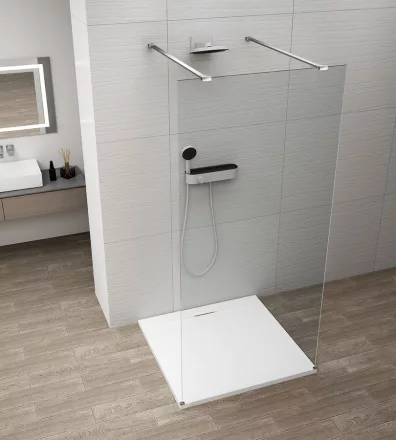 Polysan ESCA szabadon álló Walk-in zuhanyfal átlátszó üveggel 1100x2100 mm, króm ES1011-05