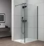 Polysan ESCA Walk-in zuhanyfal átlátszó üveggel 1200x2100 mm, matt fekete ES1012-02
