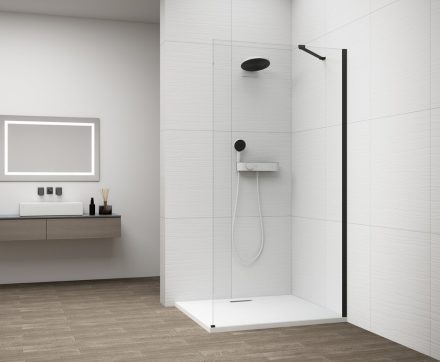 Polysan ESCA Walk-in zuhanyfal átlátszó üveggel 1300x2100 mm, matt fekete ES1013-02