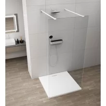 Polysan Esca szabadon álló Walk-in zuhanyfal 1300x2100 mm átlátszó üveggel, matt fehér kivitelben.