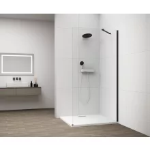   Polysan ESCA Walk-in zuhanyfal átlátszó üveggel 140x210 cm, matt fekete ES1014-02