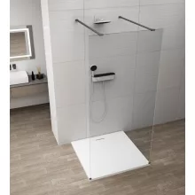 Polysan Esca szabadon álló Walk in zuhanyfal átlátszó üveggel 1500x2100 mm matt fekete kivitelben
