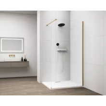 Polysan Esca Walk-in zuhanyfal átlátszó üveggel 900x2100 mm, matt arany profillal.
