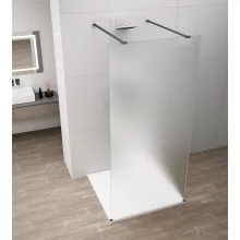 Polysan Esca szabadon álló Walk-in zuhanyfal matt üveggel 1100x2100 mm, matt fekete profillal.