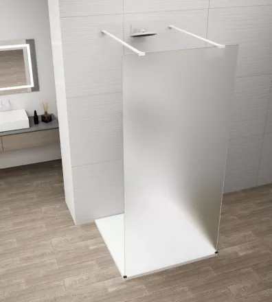 Polysan Esca szabadon álló Walk-in zuhanyfal matt üveggel 1200x2100 mm, matt fehér profillal.