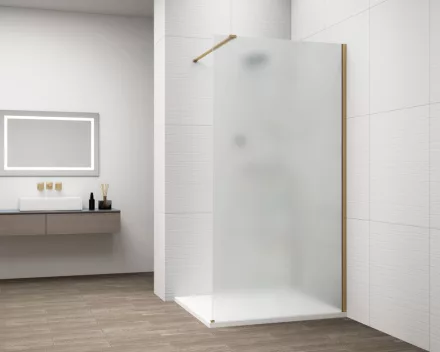 Polysan Esca Walk-in zuhanyfal matt üveggel 1400x2100 mm, matt arany profillal.