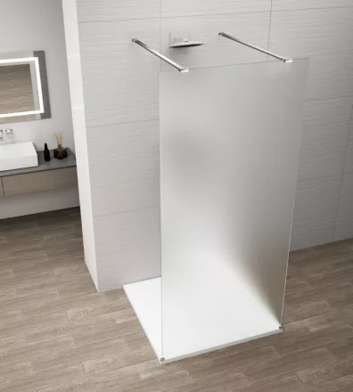 Polysan Esca szabadon álló Walk-in zuhanyfal matt üveggel 1400x2100 mm, króm profillal.