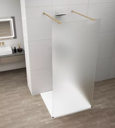 Polysan Esca szabadon álló Walk-in zuhanyfal matt üveggel 1500x2100 mm, matt arany profillal.