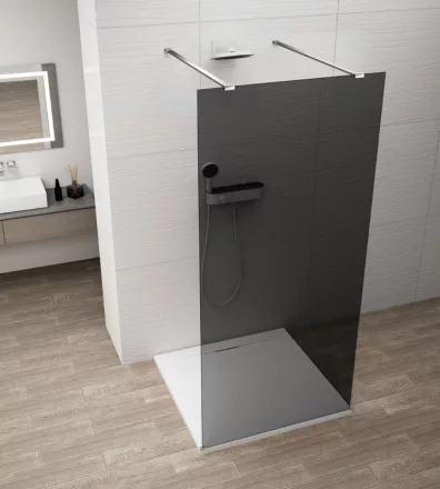 Polysan Esca szabadon álló Walk-in zuhanyfal sötétített üveggel 1100x2100 mm, króm profillal.