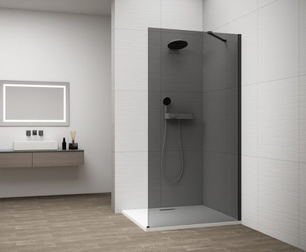 Polysan ESCA Walk-in zuhanyfal sötétített üveggel 1200x2100 mm, matt fekete ES1212-02