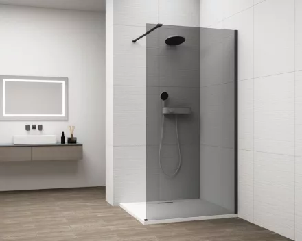 Polysan ESCA Walk-in zuhanyfal sötétített üveggel 1200x2100 mm, matt fekete ES1212-02