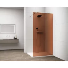 Polysan Esca Walk in zuhanyfal barna üveggel 900x2100 mm matt fehér kivitelben