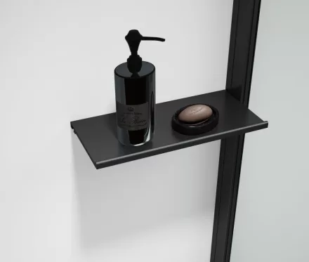 Polysan Esca fali profilhoz rögzíthető zuhanypolc 230x120 mm, matt fekete kivitelben.