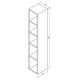 Sapho Espace polcos magas szekrény ajtó nélkül 30x172x32 cm, ezüst tölgy ESC160-1111