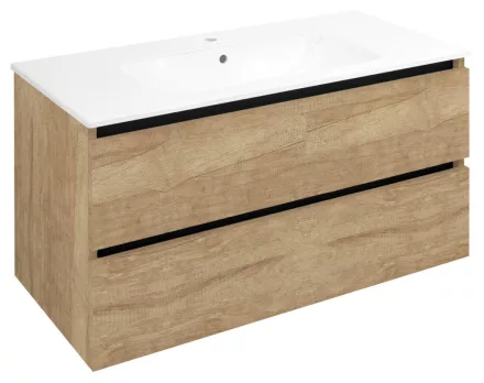 Sapho Ezara 2 fiókos fali mosdószekrény szifonkivágással 100x52x46 cm, alabama tölgy.