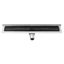   Sapho Gelco Manus fal éléhez helyezhető inox lefolyó 950 mm Onda ráccsal, fekete GMO25B