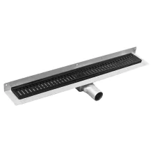   Sapho Gelco Manus inox padlóösszefolyó Onda rosttal 115x11 cm, fekete GMO27B