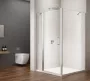 Sapho Gelco Loro nyíló zuhanyajtó fix résszel 100x100x200 cm átlátszó üveg, króm profil GN4610-01