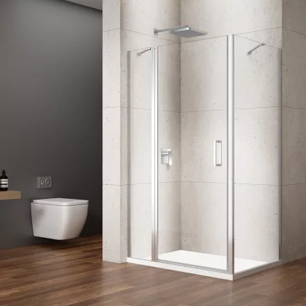Sapho Gelco Loro nyíló zuhanyajtó fix résszel 90x100x200 cm átlátszó üveg, króm profil GN4690-01