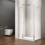 Sapho Gelco Loro nyíló zuhanyajtó fix résszel 90x100x200 cm átlátszó üveg, króm profil GN4690-01