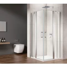   Sapho Gelco Loro nyílóajtós zuhanykabin fix résszel 90x80 cm átlátszó üveg, króm profil GN4890-02