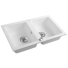   Sapho dupla medencés gránit mosogatótálca 78x48 cm, fehér GR2221