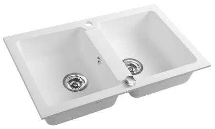 Sapho dupla medencés gránit mosogatótálca 78x48 cm, fehér GR2221