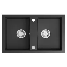   Sapho gránit duplamedencés mosogató 78x47,5 cm, fekete GR2224