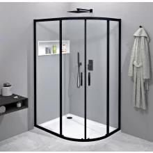   Gelco Sigma Simply íves zuhanykabin transzparent üveggel 120x90 cm, matt fekete GS1290B