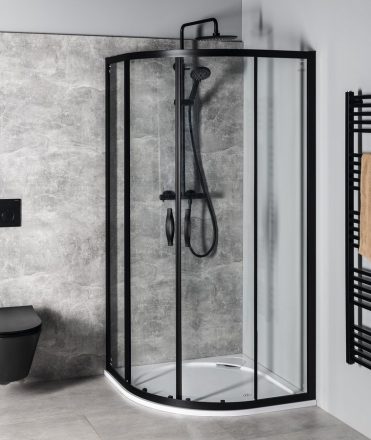 Gelco Sigma Simply íves zuhanykabin transzparent üveggel 100x100 cm, matt fekete GS5510B