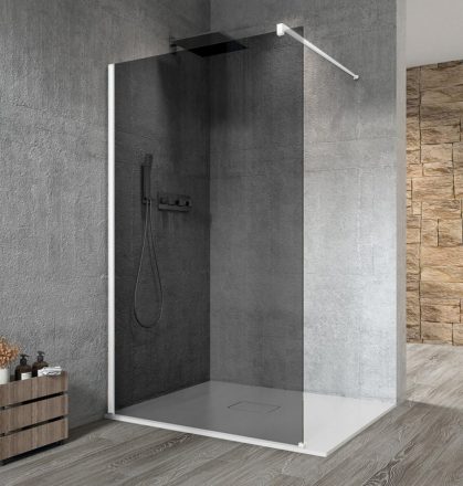 Sapho Vario Walk-in zuhanyfal 110 cm sötétített üveg, merevítő nélkül, fehér profilszín GX1311GX1015