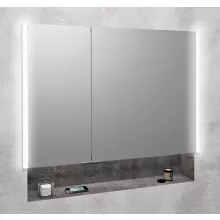   Sapho Integra falba építhető tükrös szekrény 85,5x70x16,5 cm, LED világítással, szürke IN085