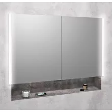   Sapho Integra falba építhető 2 ajtós tükrös szekrény 105,5x70x16,5 cm, LED világítással, szürke IN105