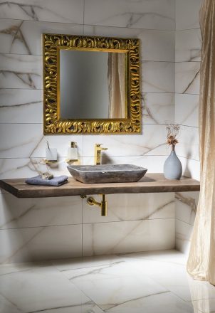 Sapho ZEEGRAS fali tükör 90x90 cm arany színű fa kerettel IN416