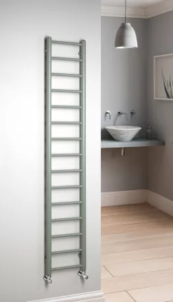 Sapho Dina fürdőszobai radiátor 300x1740 mm matt zöld színben.