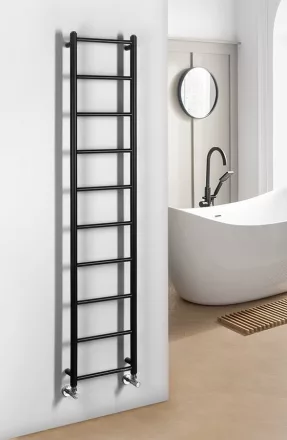 Sapho Dina fürdőszobai radiátor 350x1680 mm matt fekete kivitelben.