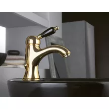   Sapho Kirké egykaros mosdó csaptelep, automata leeresztővel, fekete kerámia karral, arany KI02NZ