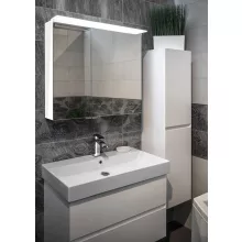 Sapho Linex tükrös szekrény LED világítással 80x70x15 cm, fényes fehér kivitelben