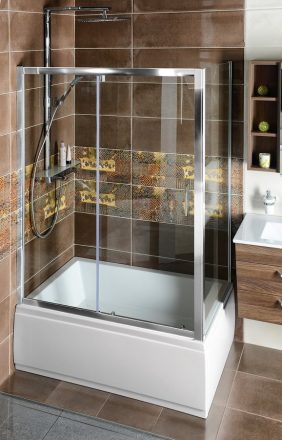 Polysan Deep zuhanykabin 1400x750 mm transparent üveg, jobbos / balos, króm profilszín MD1416MD3116