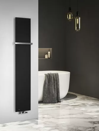 Sapho Smartella acél fürdőszobai radiátor 250x1490 mm matt fekete kivitelben.