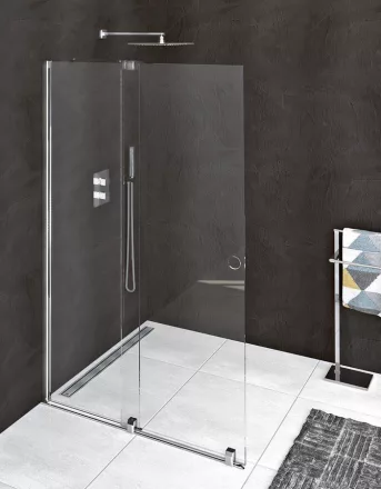 Polysan Modular Shower tolóajtó fix résszel 100 cm, króm profil MS5-100