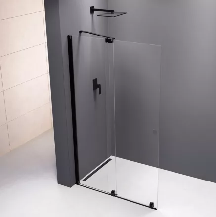 Polysan Modular Shower tolóajtó fix résszel 120 cm, matt fekete profilszín MS5-120B