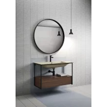 Sapho GSI Pura mosdótartó konzol fiókkal 102x46 cm, matt fekete dió kivitelben.