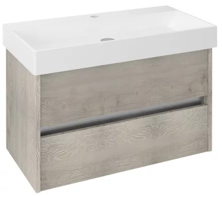 Sapho Nirona 2 fiókos mosdótartó szekrény pipererendezővel 82x43 cm, mokka tölgy NR085-1212