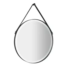   Sapho Orbiter matt fekete kerek tükör 60 cm, LED világítással és akasztóval ORL060