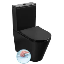   Sapho Paco Rimless monoblokkos kerámia WC csésze 38x61 cm, vario kifolyás, matt fekete PC1012WRB