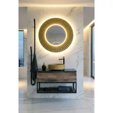Sapho Pride keretes LED tükör 90 cm arany kerettel.