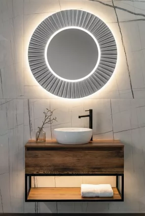 Sapho Pride keretes LED tükör 90 cm ezüst kerettel.